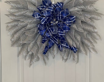 Angel Wings Silver Mesh Wreath