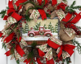 Christmas Red Truck Wreath