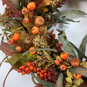 Fall Wreath For Front Door, Fall Foliage and Berries image 4