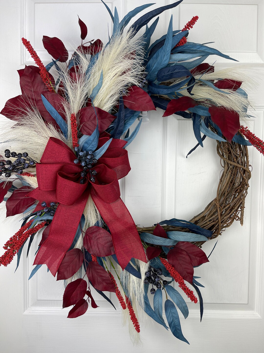Fourth of July Wreath for Front Door, Patriotic Summer Door Decor - Etsy