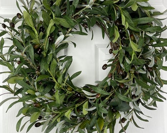 Olive Wreath for Front Door, Year Round Wreath, Olive Branch Wreath