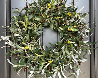 Olive Wreath for Front Door, Year Round Wreath, Olive Branch Wreath