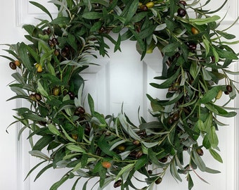 Olive Branch Wreath for Front Door, 18" Everyday, Year Round Wreath