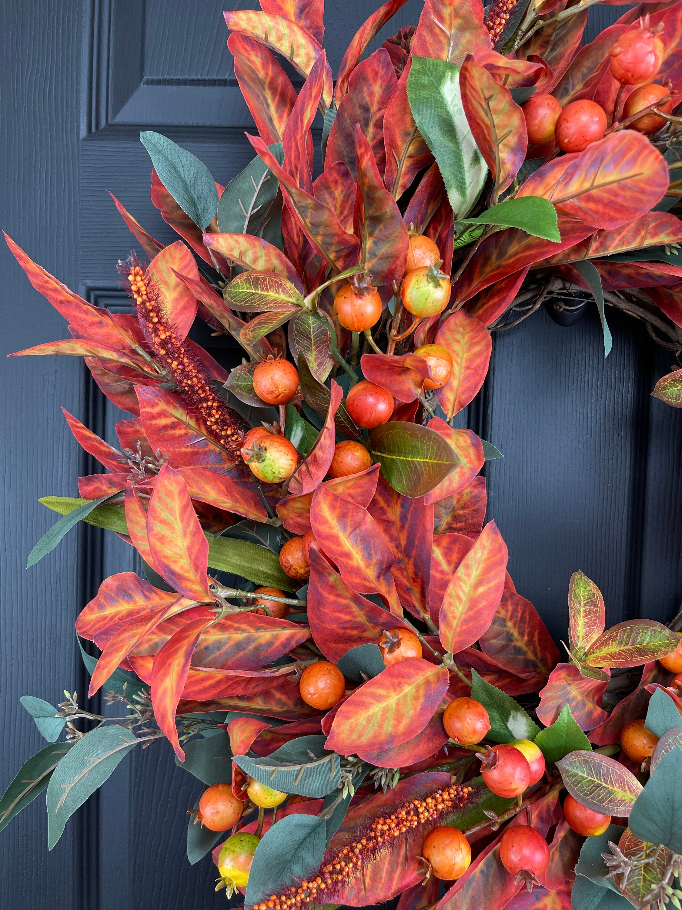 Fall Wreath for Front Door Orange Berry Wreath Orange - Etsy
