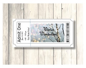 Winter Wonderland Ticket - School Dance/Prom-Homecoming Invitation/Card Customizable - Printable Digital Download