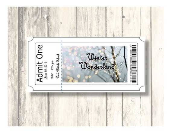 Winter Wonderland Ticket School Dance Prom Homecoming Invitation Card Customizable Printable Digital Download