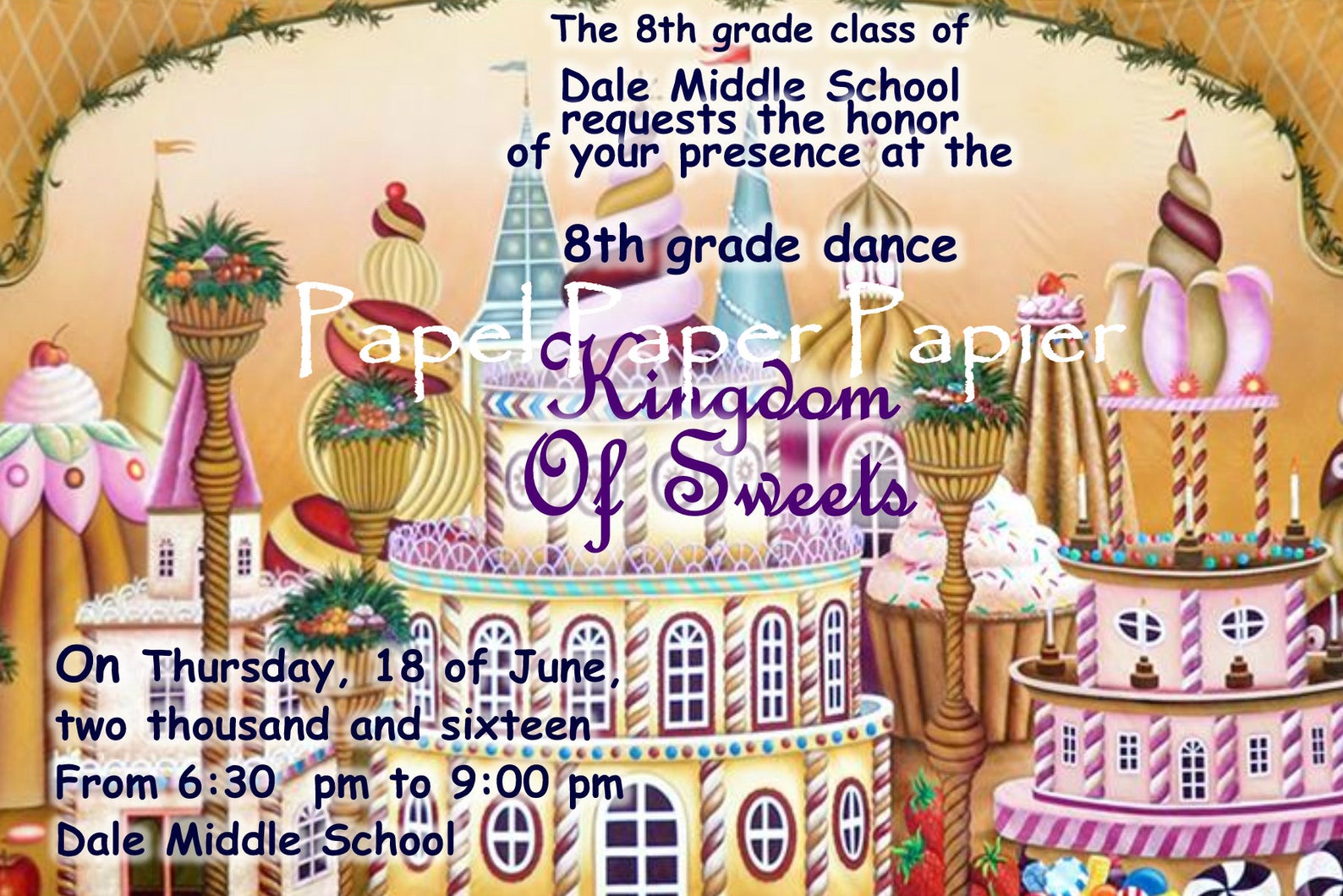 Kingdom of Sweets - School Dance/prom-homecoming Invitation/card ...