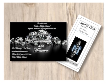 Diamonds are forever- School Dance/Prom-Homecoming Invitation and Ticket Set Customizable - Printable Digital Download