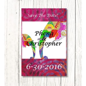 Elefanti di design africano Matrimonio "Save the Date" Card personalizzabili - Download digitale stampabile