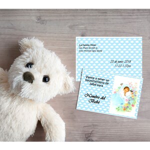 Baby Sleeping in Cloud Baptism/Baby Shower Invitation Card Customizable in Spanish- Printable Digital Download