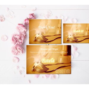 White Masquerade -Sweet Sixteen, Quinceañera Invitation, RSVP, Thank You Set