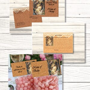 Set of Vintage Baptism/Baby Shower Invitation, Words of Wisdom card, Treat Bag Toppers Customizable-Printable Digital Download