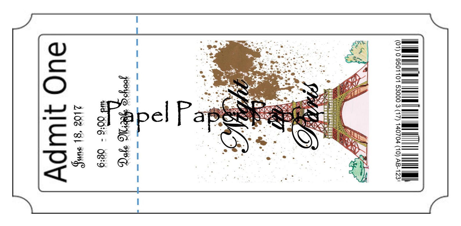 Ticket A Night in Paris- School Dance/prom-homecoming Invitation/card ...
