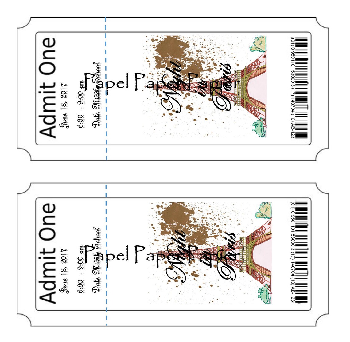 Ticket A Night in Paris- School Dance/prom-homecoming Invitation/card Customizable - Printable ...
