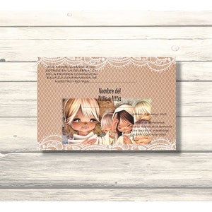 First Communion/Confirmation Invitation Card Vintage &quot;Jesus blessing the children&quot; in Spanish Customizable - Printable Digital Download