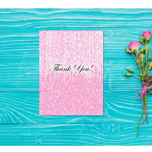 Pink & Silver -Quince, Sweet Sixteen Thank You Card