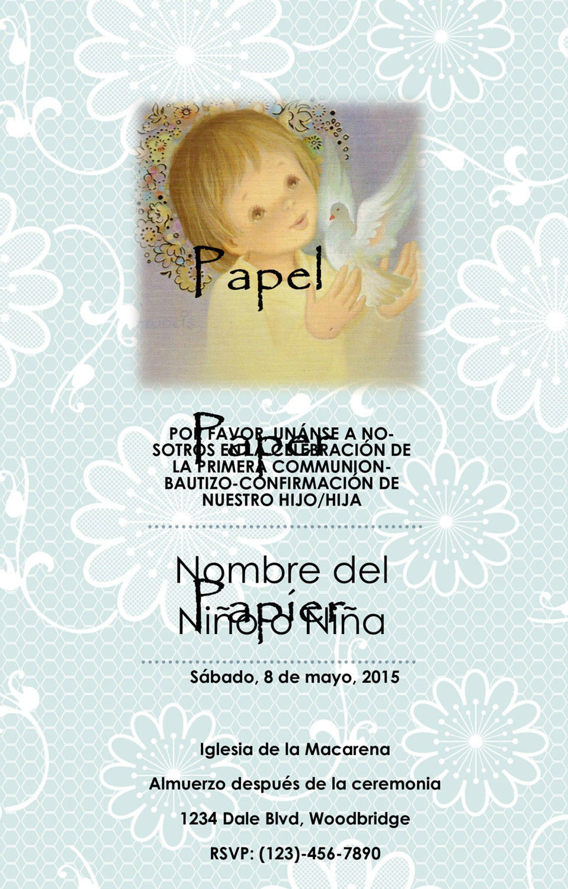 First Communion/confirmation Invitation Card Vintage in Spanish