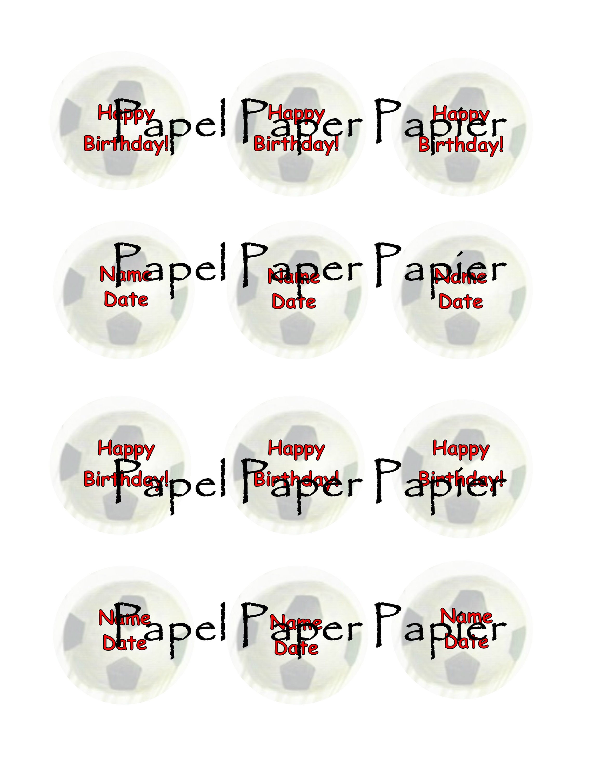 Soccer Children's Birthday Cupcake Toppers, Lollipop Labels, Gift Box ...