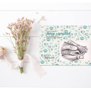 Birth Announcement Card (blue) Customizable - Printable Digital Download