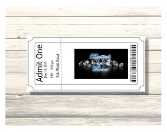 Diamonds are Forever Ticket - School Dance/Prom Invitation/Homecoming/Card Customizable - Printable Digital Download