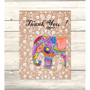 Indian Wedding Elephants Thank You Cards Customizable - Printable Digital Download