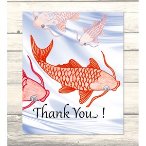 Koi fish Wedding Thank You Cards Customizable - Printable Digital Download