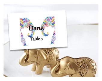 Indian Wedding Elephants Place Cards/Escort Cards Customizable - Printable Digital Download