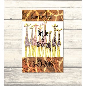 Design africano Giraffe Matrimonio "Save the Date" Carte personalizzabili - Download digitale stampabile