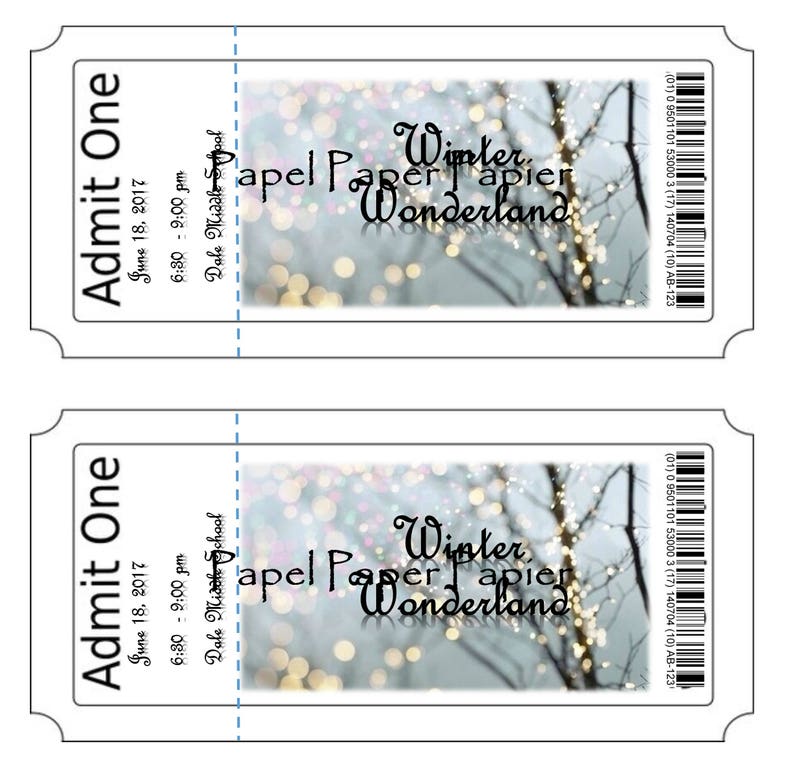 Winter Wonderland Ticket - School Dance/prom-homecoming Invitation/card Customizable - Printable ...