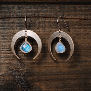 Moonstone Crescent Moon Earrings ~ Moonstone Moon, Crescent moon,