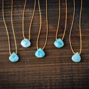 Larimar •  Tie One On Necklace • Choker Necklace, Dainty Necklaces, Larimar Necklace, crystal necklace, crystal choker, string necklace
