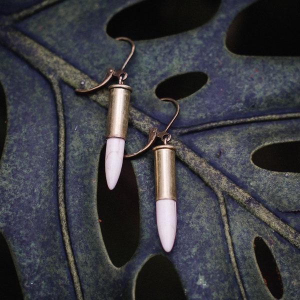 White Bullet Earrings ~ .22 Caliber Earrings