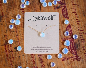 Opalite Tie-On Necklace ~ Crystal Choker Necklace, Dainty Necklaces, Opalite Necklace, minimalist necklace, tiny necklace, floating necklace