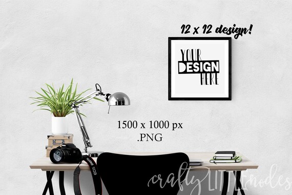 Mockup 12 By 12 Blank Print Frame Black Stylized