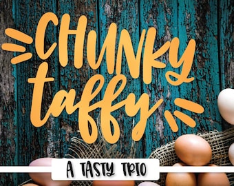 Chunky Taffy - A Script Print & Dingbat Font Trio - Hand Lettered Handwritten Handwriting - Craft Font For Cricut And Silhouette