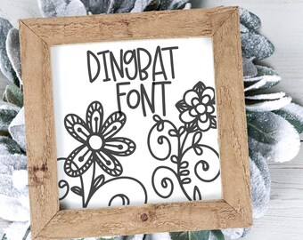 Doodle Bug - A Whimsical Dingbat Font & A Sans Serif Hand Lettered Font Duo - Floral Spring Doodle Symbol Flourish Ornament OTF TTF Type