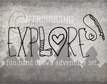 Explore Font, Dingbat Font, Symbol Font, Ornament Font, Cricut Font, Silhouette Font, Fonts, Commercial use Font, Fishing Font, Adventure