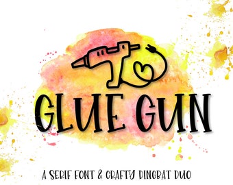 Glue Gun - A Dingbat & Serif Font Duo - Icon Symbol Ornament Drawing Fonts - For Cricut Silhouette Craft Machines - Smooth Fonts- Cutting