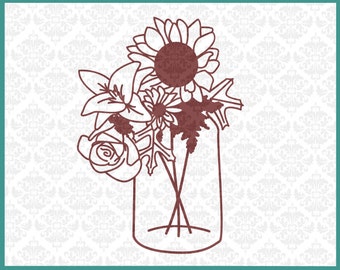Free Free 188 Sunflower In Mason Jar Svg SVG PNG EPS DXF File