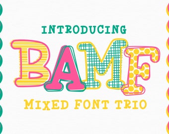 OTF, TTF, font, Hand Drawn, Layered, Alphabet, Design, SVG, Bamf, Typeface, Layerable, Outline, Scribble, Patterned, Hand Lettered, Monogram