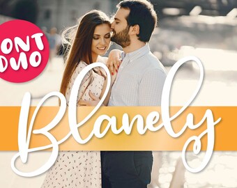 Blanely - A Font Pair - Cursive & Print - Script and Sans Serif - Font Duo - complimenting fonts - Craft Fonts - Cricut Font, Silhouette