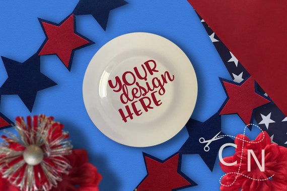 Mockup Plate Charger Dish Styled July Patriotic Summer Craft