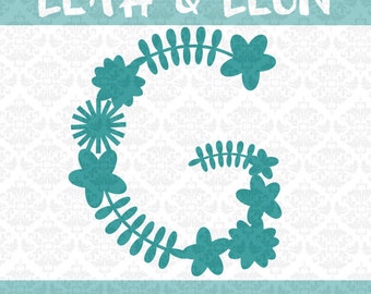 Font! Leah And Leon Flower Alphabet and Numbers Floral Spring Summer Monogram OTF SVG DXF Ai Eps Scalable Vector Instant Download Commercial
