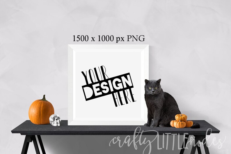 Mockup Mockups Halloween Cat Pumpkin Wall Frame Print