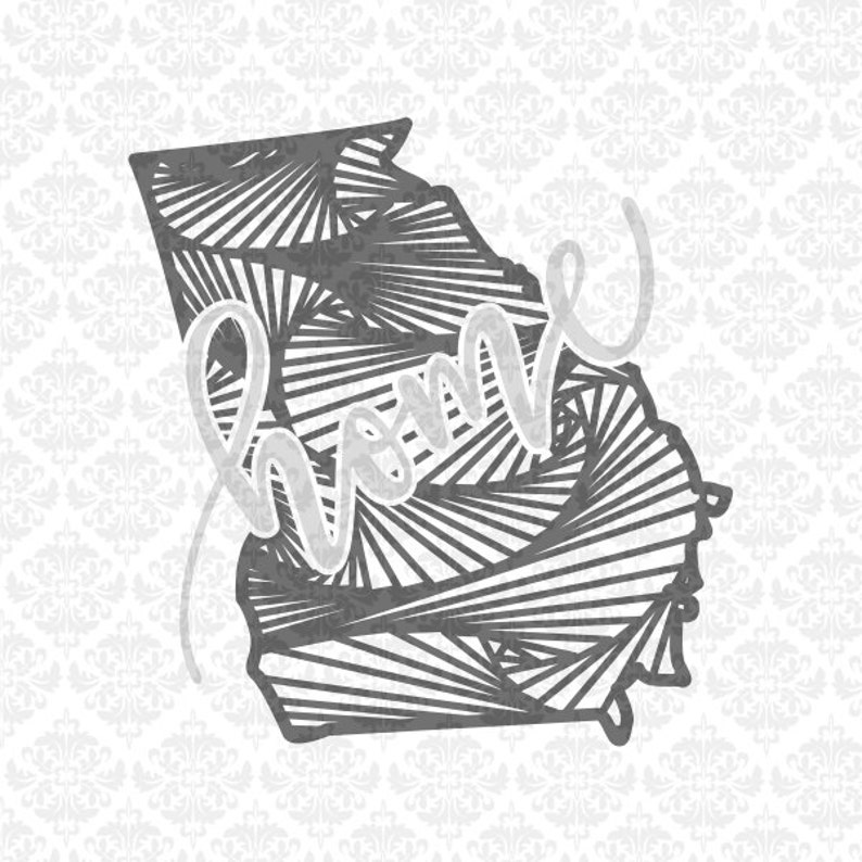 Georgia Zentangle Line Monogram Home Outline State Set SVG ...