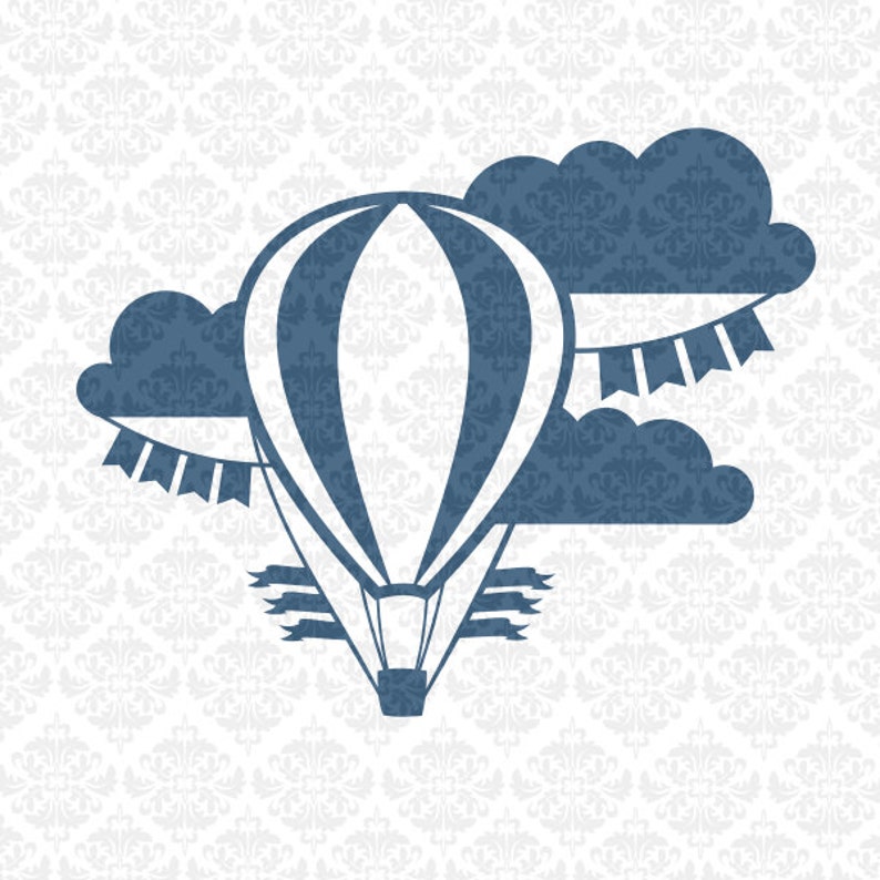 Download Hot Air Balloon Clouds Banner One Layer Set Nursery SVG ...