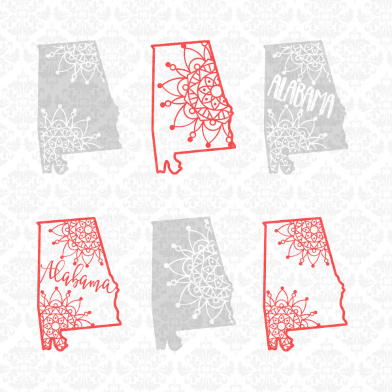 Download Alabama Mandala Henna Filigree Zentangle Intricate SVG DXF ...