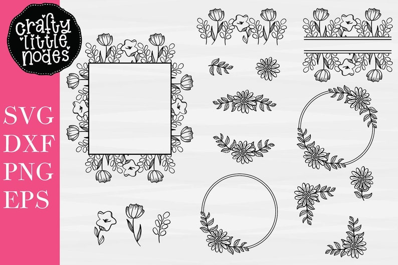Download Floral Monogram Frame Split Monogram Flowers Wedding SVG ...