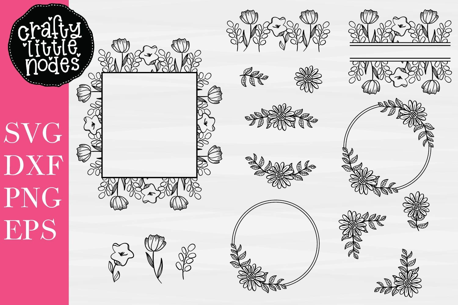 Download Floral Monogram Frame Split Monogram Flowers Wedding SVG | Etsy