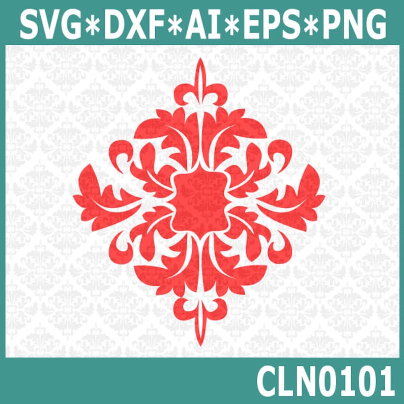 Download CLN0101 Damask Leaf Monogram Frame Initial Frames Fancy ...